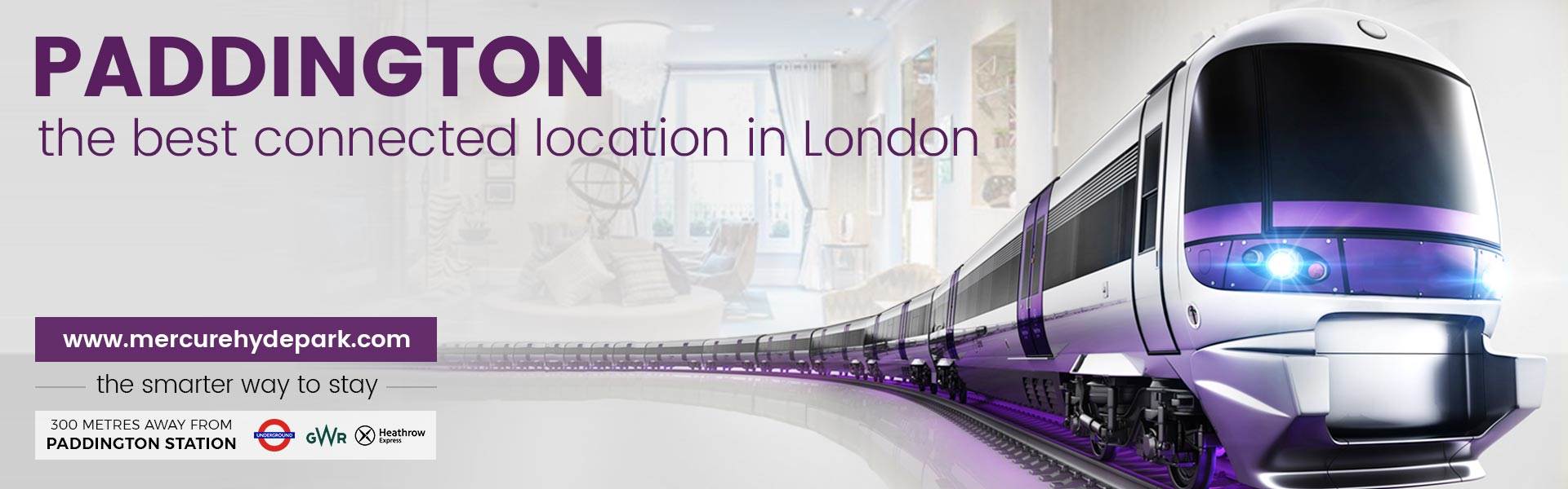 Arrive at Mercure Hyde Park by Heathrow Express